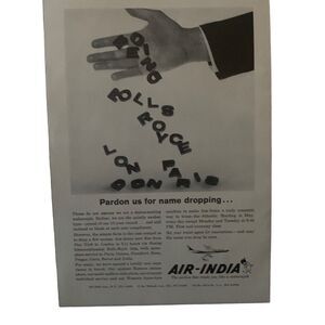 Vintage 1961 Air India Pardon Us Name Dropping Ad Advertisement